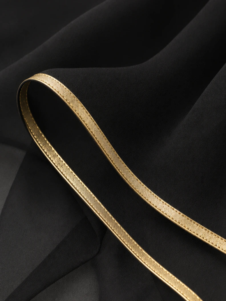 Black Chiffon Veil with Gold Trim