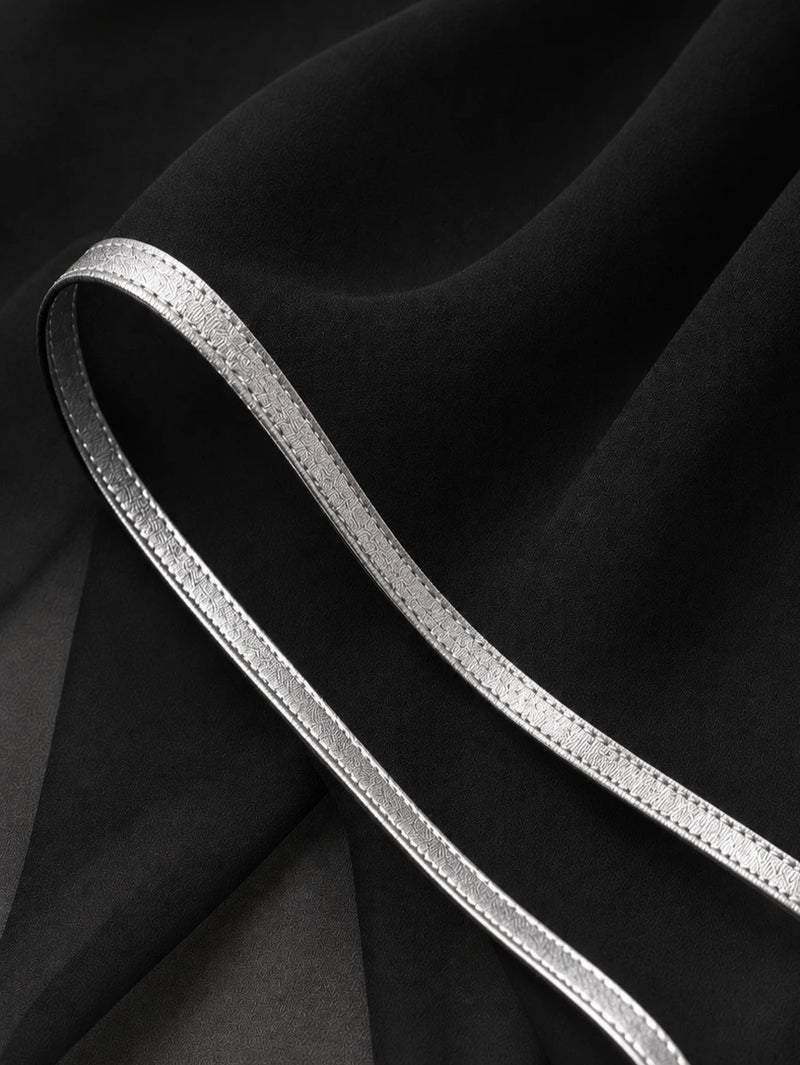 Black Chiffon Veil with Silver Trim