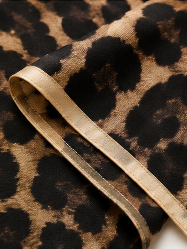 Leopard Chiffon Veil with Gold Trim