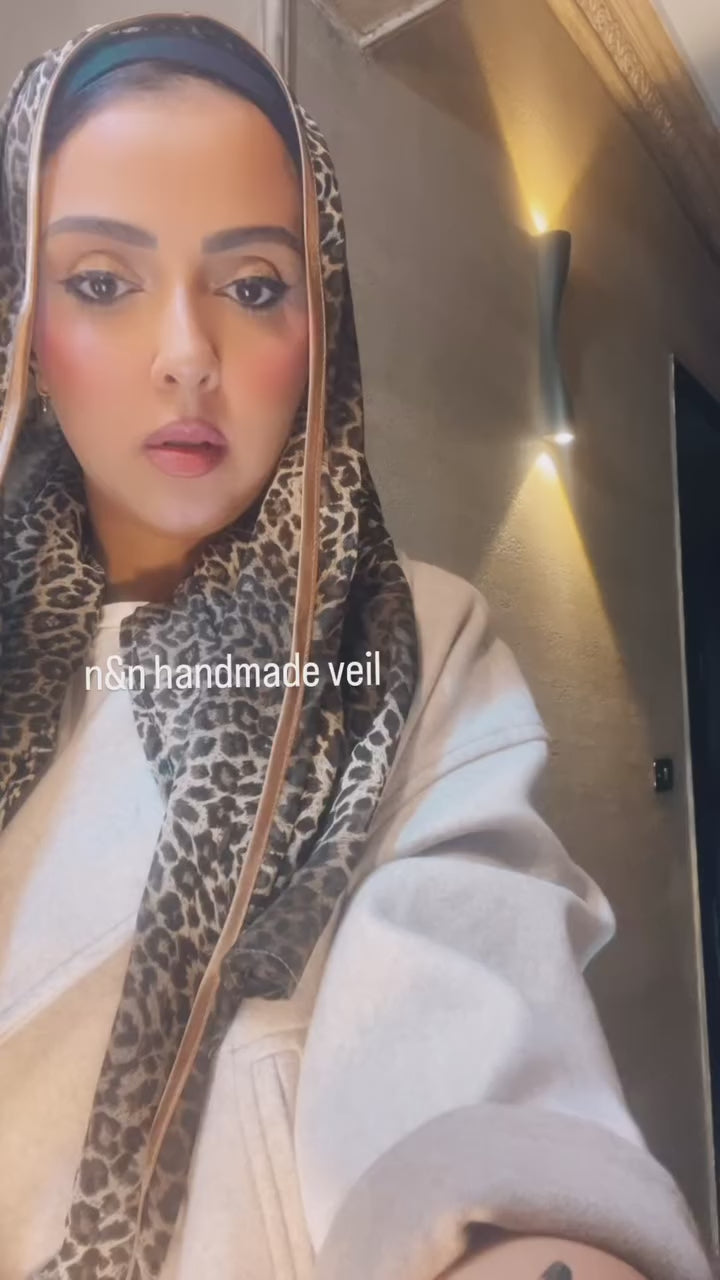 Tiger Chiffon Veil with Satin Trim